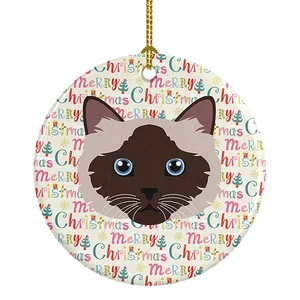 Birman Cat Christmas Ceramic Ornament Christmas Tree Hanging Decorations for Home Christmas Holiday, Party, Gift, 3 in, Multicolor Birman Cat Christmas Ceramic Ornament Christmas Tree Hanging Decorations for Home Christmas Holiday, Party, Gift, 3 in, Multicolor