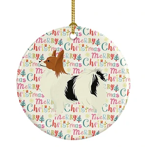 Papillon Merry Christmas Ceramic Ornament Christmas Tree Hanging Decorations for Home Christmas Holiday, Party, Gift, 3 in, Multicolor Papillon Merry Christmas Ceramic Ornament Christmas Tree Hanging Decorations for Home Christmas Holiday, Party, Gift, 3 in, Multicolor
