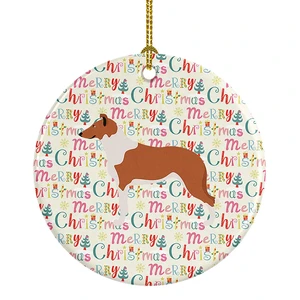 Smooth Collie Merry Christmas Ceramic Ornament Christmas Tree Hanging Decorations for Home Christmas Holiday, Party, Gift, 3 in, Multicolor Smooth Collie Merry Christmas Ceramic Ornament Christmas Tree Hanging Decorations for Home Christmas Holiday, Party, Gift, 3 in, Multicolor