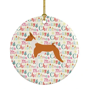 Basenji Merry Christmas Ceramic Ornament Christmas Tree Hanging Decorations for Home Christmas Holiday, Party, Gift, 3 in, Multicolor Basenji Merry Christmas Ceramic Ornament Christmas Tree Hanging Decorations for Home Christmas Holiday, Party, Gift, 3 in, Multicolor