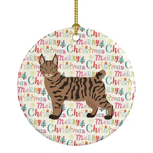 Pixie Bob #1 Cat Christmas Ceramic Ornament Christmas Tree Hanging Decorations for Home Christmas Holiday, Party, Gift, 3 in, Multicolor Pixie Bob #1 Cat Christmas Ceramic Ornament Christmas Tree Hanging Decorations for Home Christmas Holiday, Party, Gift, 3 in, Multicolor