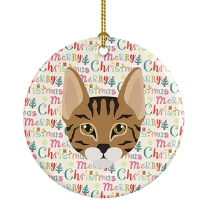 Savannah Cat Christmas Ceramic Ornament Christmas Tree Hanging Decorations for Home Christmas Holiday, Party, Gift, 3 in, Multicolor Savannah Cat Christmas Ceramic Ornament Christmas Tree Hanging Decorations for Home Christmas Holiday, Party, Gift, 3 in, Multicolor
