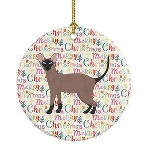 Oriental Bicolor Cat Christmas Ceramic Ornament Christmas Tree Hanging Decorations for Home Christmas Holiday, Party, Gift, 3 in, Multicolor Oriental Bicolor Cat Christmas Ceramic Ornament Christmas Tree Hanging Decorations for Home Christmas Holiday, Party, Gift, 3 in, Multicolor