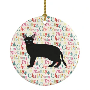 Russian White Black #1 Cat Christmas Ceramic Ornament Christmas Tree Hanging Decorations for Home Christmas Holiday, Party, Gift, 3 in, Multicolor Russian White Black #1 Cat Christmas Ceramic Ornament Christmas Tree Hanging Decorations for Home Christmas Holiday, Party, Gift, 3 in, Multicolor