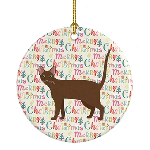 Havana Brown Cat Christmas Ceramic Ornament Christmas Tree Hanging Decorations for Home Christmas Holiday, Party, Gift, 3 in, Multicolor Havana Brown Cat Christmas Ceramic Ornament Christmas Tree Hanging Decorations for Home Christmas Holiday, Party, Gift, 3 in, Multicolor