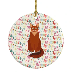 Somali Cat Christmas Ceramic Ornament Christmas Tree Hanging Decorations for Home Christmas Holiday, Party, Gift, 3 in, Multicolor Somali Cat Christmas Ceramic Ornament Christmas Tree Hanging Decorations for Home Christmas Holiday, Party, Gift, 3 in, Multicolor