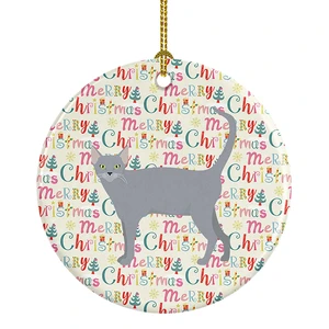 Russian Blue #1 Cat Christmas Ceramic Ornament Christmas Tree Hanging Decorations for Home Christmas Holiday, Party, Gift, 3 in, Multicolor Russian Blue #1 Cat Christmas Ceramic Ornament Christmas Tree Hanging Decorations for Home Christmas Holiday, Party, Gift, 3 in, Multicolor