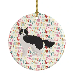 La Perm #1 Cat Christmas Ceramic Ornament Christmas Tree Hanging Decorations for Home Christmas Holiday, Party, Gift, 3 in, Multicolor La Perm #1 Cat Christmas Ceramic Ornament Christmas Tree Hanging Decorations for Home Christmas Holiday, Party, Gift, 3 in, Multicolor