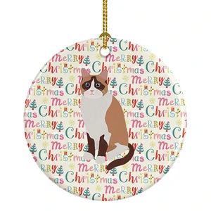 Snowshoe Cat Christmas Ceramic Ornament Christmas Tree Hanging Decorations for Home Christmas Holiday, Party, Gift, 3 in, Multicolor Snowshoe Cat Christmas Ceramic Ornament Christmas Tree Hanging Decorations for Home Christmas Holiday, Party, Gift, 3 in, Multicolor