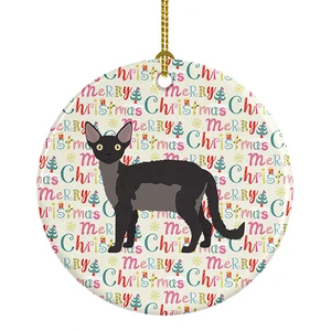 Devon Rex Cat Christmas Ceramic Ornament Christmas Tree Hanging Decorations for Home Christmas Holiday, Party, Gift, 3 in, Multicolor Devon Rex Cat Christmas Ceramic Ornament Christmas Tree Hanging Decorations for Home Christmas Holiday, Party, Gift, 3 in, Multicolor