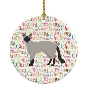Balinese #1 Cat Christmas Ceramic Ornament Christmas Tree Hanging Decorations for Home Christmas Holiday, Party, Gift, 3 in, Multicolor Balinese #1 Cat Christmas Ceramic Ornament Christmas Tree Hanging Decorations for Home Christmas Holiday, Party, Gift, 3 in, Multicolor