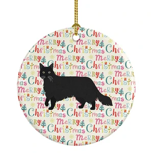 Black Chantilly Tiffany Cat Christmas Ceramic Ornament Christmas Tree Hanging Decorations for Home Christmas Holiday, Party, Gift, 3 in, Multicolor Black Chantilly Tiffany Cat Christmas Ceramic Ornament Christmas Tree Hanging Decorations for Home Christmas Holiday, Party, Gift, 3 in, Multicolor