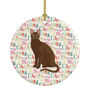 Havana Brown Cat Christmas Ceramic Ornament Christmas Tree Hanging Decorations for Home Christmas Holiday, Party, Gift, 3 in, Multicolor Havana Brown Cat Christmas Ceramic Ornament Christmas Tree Hanging Decorations for Home Christmas Holiday, Party, Gift, 3 in, Multicolor