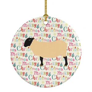 Suffolk Sheep Christmas Ceramic Ornament Christmas Tree Hanging Decorations for Home Christmas Holiday, Party, Gift, 3 in, Multicolor Suffolk Sheep Christmas Ceramic Ornament Christmas Tree Hanging Decorations for Home Christmas Holiday, Party, Gift, 3 in, Multicolor
