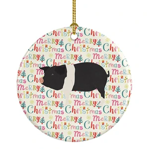 Hampshire Pig Christmas Ceramic Ornament Christmas Tree Hanging Decorations for Home Christmas Holiday, Party, Gift, 3 in, Multicolor Hampshire Pig Christmas Ceramic Ornament Christmas Tree Hanging Decorations for Home Christmas Holiday, Party, Gift, 3 in, Multicolor