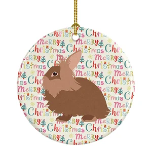 Lionhead Rabbit Christmas Ceramic Ornament Christmas Tree Hanging Decorations for Home Christmas Holiday, Party, Gift, 3 in, Multicolor Lionhead Rabbit Christmas Ceramic Ornament Christmas Tree Hanging Decorations for Home Christmas Holiday, Party, Gift, 3 in, Multicolor
