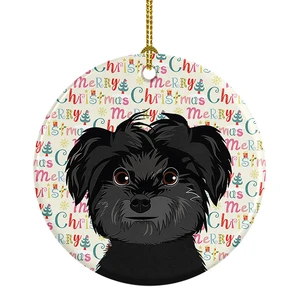 Shih-Tzu Black Christmas Ceramic Ornament Christmas Tree Hanging Decorations for Home Christmas Holiday, Party, Gift, 3 in, Multicolor Shih-Tzu Black Christmas Ceramic Ornament Christmas Tree Hanging Decorations for Home Christmas Holiday, Party, Gift, 3 in, Multicolor