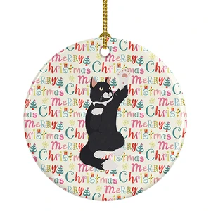 American Polydactyl Cat Christmas Ceramic Ornament Christmas Tree Hanging Decorations for Home Christmas Holiday, Party, Gift, 3 in, Multicolor American Polydactyl Cat Christmas Ceramic Ornament Christmas Tree Hanging Decorations for Home Christmas Holiday, Party, Gift, 3 in, Multicolor