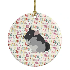 Black Velvet Chinchilla Christmas Ceramic Ornament Christmas Tree Hanging Decorations for Home Christmas Holiday, Party, Gift, 3 in, Multicolor Black Velvet Chinchilla Christmas Ceramic Ornament Christmas Tree Hanging Decorations for Home Christmas Holiday, Party, Gift, 3 in, Multicolor