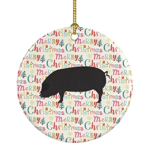 Devon Large Black Pig Christmas Ceramic Ornament Christmas Tree Hanging Decorations for Home Christmas Holiday, Party, Gift, 3 in, Multicolor Devon Large Black Pig Christmas Ceramic Ornament Christmas Tree Hanging Decorations for Home Christmas Holiday, Party, Gift, 3 in, Multicolor