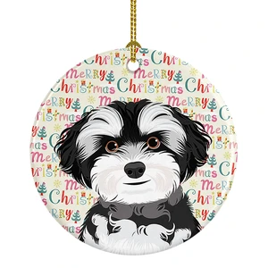 Shih-Tzu Black and White #2 Christmas Ceramic Ornament Christmas Tree Hanging Decorations for Home Christmas Holiday, Party, Gift, 3 in, Multicolor Shih-Tzu Black and White #2 Christmas Ceramic Ornament Christmas Tree Hanging Decorations for Home Christmas Holiday, Party, Gift, 3 in, Multicolor