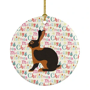Tan Rabbit Christmas Ceramic Ornament Christmas Tree Hanging Decorations for Home Christmas Holiday, Party, Gift, 3 in, Multicolor Tan Rabbit Christmas Ceramic Ornament Christmas Tree Hanging Decorations for Home Christmas Holiday, Party, Gift, 3 in, Multicolor