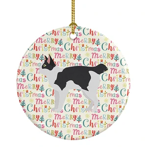 Japanese Bobtail Cat Christmas Ceramic Ornament Christmas Tree Hanging Decorations for Home Christmas Holiday, Party, Gift, 3 in, Multicolor Japanese Bobtail Cat Christmas Ceramic Ornament Christmas Tree Hanging Decorations for Home Christmas Holiday, Party, Gift, 3 in, Multicolor