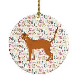 Red Abyssinian Cat Christmas Ceramic Ornament Christmas Tree Hanging Decorations for Home Christmas Holiday, Party, Gift, 3 in, Multicolor Red Abyssinian Cat Christmas Ceramic Ornament Christmas Tree Hanging Decorations for Home Christmas Holiday, Party, Gift, 3 in, Multicolor