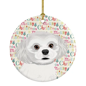Shih-Tzu Silver and White #1 Christmas Ceramic Ornament Christmas Tree Hanging Decorations for Home Christmas Holiday, Party, Gift, 3 in, Multicolor Shih-Tzu Silver and White #1 Christmas Ceramic Ornament Christmas Tree Hanging Decorations for Home Christmas Holiday, Party, Gift, 3 in, Multicolor