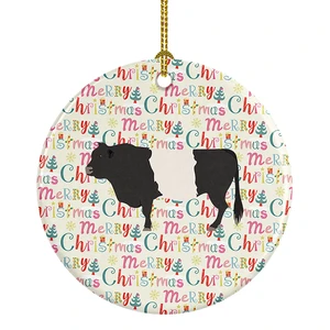 Belted Galloway Cow Christmas Ceramic Ornament Christmas Tree Hanging Decorations for Home Christmas Holiday, Party, Gift, 3 in, Multicolor Belted Galloway Cow Christmas Ceramic Ornament Christmas Tree Hanging Decorations for Home Christmas Holiday, Party, Gift, 3 in, Multicolor