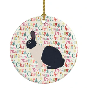 Dutch Rabbit Christmas Ceramic Ornament Christmas Tree Hanging Decorations for Home Christmas Holiday, Party, Gift, 3 in, Multicolor Dutch Rabbit Christmas Ceramic Ornament Christmas Tree Hanging Decorations for Home Christmas Holiday, Party, Gift, 3 in, Multicolor