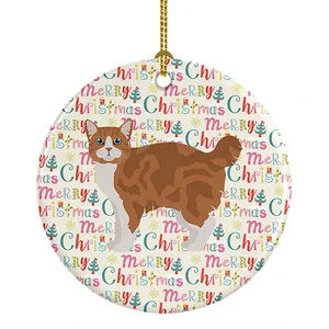 Manx #2 Cat Christmas Ceramic Ornament Christmas Tree Hanging Decorations for Home Christmas Holiday, Party, Gift, 3 in, Multicolor Manx #2 Cat Christmas Ceramic Ornament Christmas Tree Hanging Decorations for Home Christmas Holiday, Party, Gift, 3 in, Multicolor