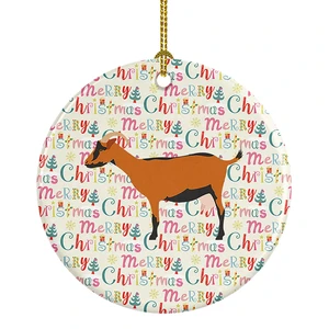 Oberhasli Goat Christmas Ceramic Ornament Christmas Tree Hanging Decorations for Home Christmas Holiday, Party, Gift, 3 in, Multicolor Oberhasli Goat Christmas Ceramic Ornament Christmas Tree Hanging Decorations for Home Christmas Holiday, Party, Gift, 3 in, Multicolor