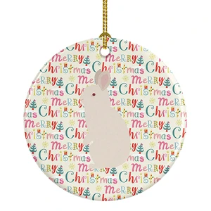 New Zealand White Rabbit Christmas Ceramic Ornament Christmas Tree Hanging Decorations for Home Christmas Holiday, Party, Gift, 3 in, Multicolor New Zealand White Rabbit Christmas Ceramic Ornament Christmas Tree Hanging Decorations for Home Christmas Holiday, Party, Gift, 3 in, Multicolor