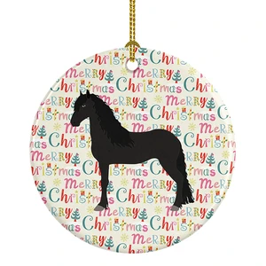 Friesian Horse Christmas Ceramic Ornament Christmas Tree Hanging Decorations for Home Christmas Holiday, Party, Gift, 3 in, Multicolor Friesian Horse Christmas Ceramic Ornament Christmas Tree Hanging Decorations for Home Christmas Holiday, Party, Gift, 3 in, Multicolor