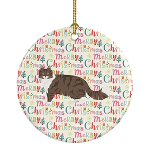 Norwegian Forest Cat Christmas Ceramic Ornament Christmas Tree Hanging Decorations for Home Christmas Holiday, Party, Gift, 3 in, Multicolor Norwegian Forest Cat Christmas Ceramic Ornament Christmas Tree Hanging Decorations for Home Christmas Holiday, Party, Gift, 3 in, Multicolor