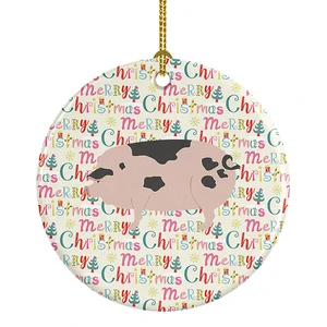 Gloucester Old Spot Pig Christmas Ceramic Ornament Christmas Tree Hanging Decorations for Home Christmas Holiday, Party, Gift, 3 in, Multicolor Gloucester Old Spot Pig Christmas Ceramic Ornament Christmas Tree Hanging Decorations for Home Christmas Holiday, Party, Gift, 3 in, Multicolor