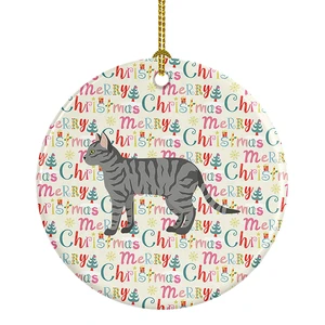 Dragon Li #3 Cat Christmas Ceramic Ornament Christmas Tree Hanging Decorations for Home Christmas Holiday, Party, Gift, 3 in, Multicolor Dragon Li #3 Cat Christmas Ceramic Ornament Christmas Tree Hanging Decorations for Home Christmas Holiday, Party, Gift, 3 in, Multicolor