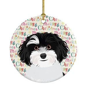 Shih-Tzu Black and White #1 Christmas Ceramic Ornament Christmas Tree Hanging Decorations for Home Christmas Holiday, Party, Gift, 3 in, Multicolor Shih-Tzu Black and White #1 Christmas Ceramic Ornament Christmas Tree Hanging Decorations for Home Christmas Holiday, Party, Gift, 3 in, Multicolor