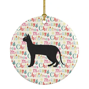 Black Cornish Rex Cat Christmas Ceramic Ornament Christmas Tree Hanging Decorations for Home Christmas Holiday, Party, Gift, 3 in, Multicolor Black Cornish Rex Cat Christmas Ceramic Ornament Christmas Tree Hanging Decorations for Home Christmas Holiday, Party, Gift, 3 in, Multicolor
