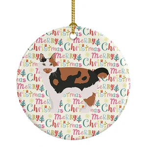 Cymric #2 Cat Christmas Ceramic Ornament Christmas Tree Hanging Decorations for Home Christmas Holiday, Party, Gift, 3 in, Multicolor Cymric #2 Cat Christmas Ceramic Ornament Christmas Tree Hanging Decorations for Home Christmas Holiday, Party, Gift, 3 in, Multicolor