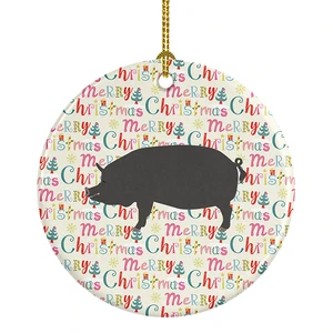 Berkshire Pig Christmas Ceramic Ornament Christmas Tree Hanging Decorations for Home Christmas Holiday, Party, Gift, 3 in, Multicolor Berkshire Pig Christmas Ceramic Ornament Christmas Tree Hanging Decorations for Home Christmas Holiday, Party, Gift, 3 in, Multicolor