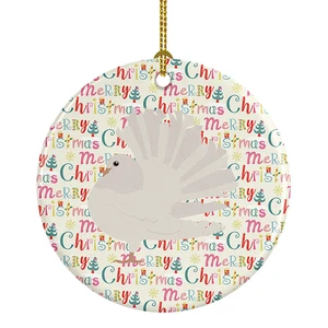Silver Fantail Pigeon Christmas Ceramic Ornament Christmas Tree Hanging Decorations for Home Christmas Holiday, Party, Gift, 3 in, Multicolor Silver Fantail Pigeon Christmas Ceramic Ornament Christmas Tree Hanging Decorations for Home Christmas Holiday, Party, Gift, 3 in, Multicolor