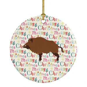 Wild Boar Pig Christmas Ceramic Ornament Christmas Tree Hanging Decorations for Home Christmas Holiday, Party, Gift, 3 in, Multicolor Wild Boar Pig Christmas Ceramic Ornament Christmas Tree Hanging Decorations for Home Christmas Holiday, Party, Gift, 3 in, Multicolor