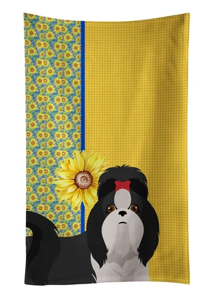 Summer Sunflowers Black and White Shih Tzu Kitchen Towel Dish Cloths Guest Hand Towel Decorative Bathroom Towel for Face,Tea, Dishcloth, Kitchen and Bath Summer Sunflowers Black and White Shih Tzu Kitchen Towel Dish Cloths Guest Hand Towel Decorative Bathroom Towel for Face,Tea, Dishcloth, Kitchen and Bath