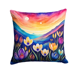 Colorful Crocus Throw Pillow Machine Washable, Indoor Outdoor Decorative Pillow for Couch, Bed or Patio, 18Hx18W Colorful Crocus Throw Pillow Machine Washable, Indoor Outdoor Decorative Pillow for Couch, Bed or Patio, 18Hx18W