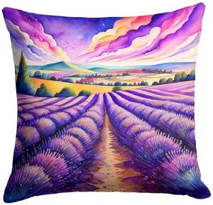 Colorful English Lavender Throw Pillow Machine Washable, Indoor Outdoor Decorative Pillow for Couch, Bed or Patio, 18Hx18W Colorful English Lavender Throw Pillow Machine Washable, Indoor Outdoor Decorative Pillow for Couch, Bed or Patio, 18Hx18W