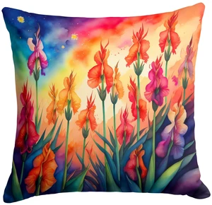 Colorful Gladiolus Throw Pillow Machine Washable, Indoor Outdoor Decorative Pillow for Couch, Bed or Patio, 18Hx18W Colorful Gladiolus Throw Pillow Machine Washable, Indoor Outdoor Decorative Pillow for Couch, Bed or Patio, 18Hx18W