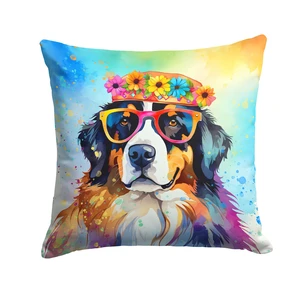 Bernese Mountain Dog Hippie Dawg Throw Pillow Machine Washable, Indoor Outdoor Decorative Pillow for Couch, Bed or Patio, 18Hx18W Bernese Mountain Dog Hippie Dawg Throw Pillow Machine Washable, Indoor Outdoor Decorative Pillow for Couch, Bed or Patio, 18Hx18W