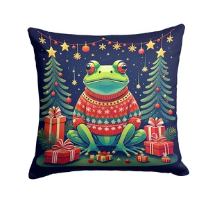 Frog Christmas Throw Pillow Machine Washable, Indoor Outdoor Decorative Pillow for Couch, Bed or Patio, 18Hx18W Frog Christmas Throw Pillow Machine Washable, Indoor Outdoor Decorative Pillow for Couch, Bed or Patio, 18Hx18W